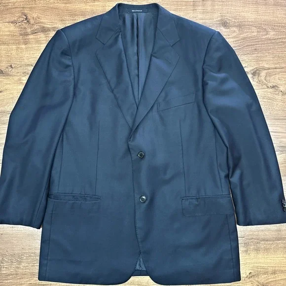 Ermenegildo Zegna Mens US 44 Black Wool2 Button Blazer Professional Lux Office
